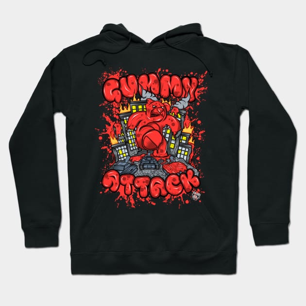 Attack of the Gummybear Red Hoodie by GeryArts